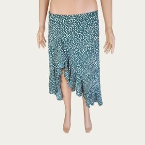 Chic Asymmetrical Green Midi Skirt SZ L EUC